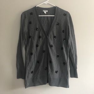 Gray Cardigan with Sequin Polka Dots